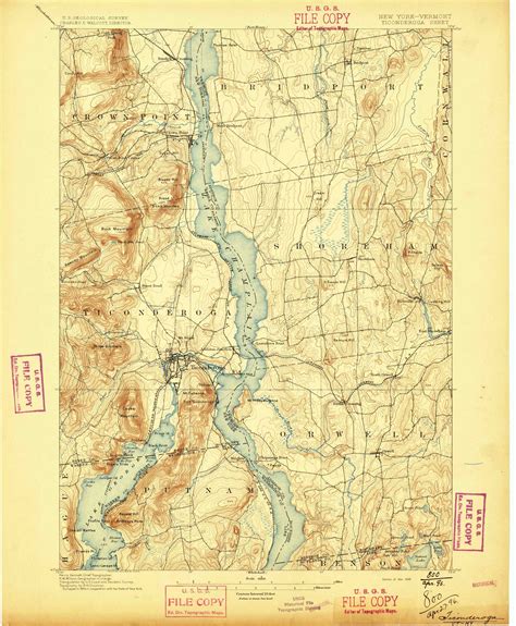 Ticonderoga NY 1896 1896 USGS Old Topo Map 15x15 NY Quad OLD MAPS