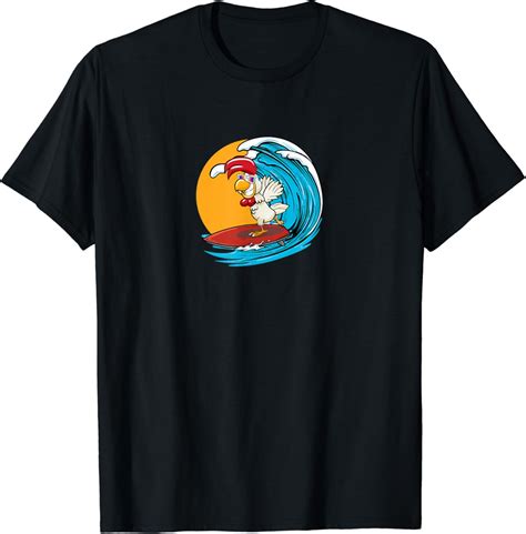 Surfing Chicken Funny Animal Design T Shirt Uk Fashion