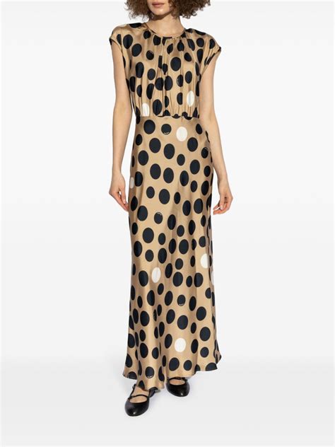 Max Mara Polka Dot Silk Maxi Dress Neutrals Farfetch