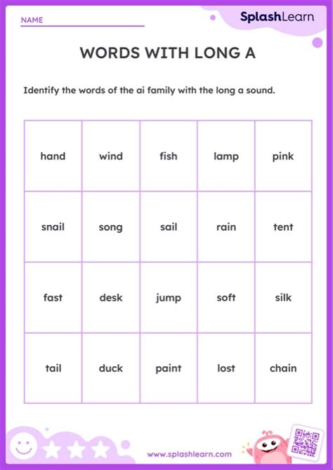 Long A Vowel Sound Worksheets For Kids Online Splashlearn