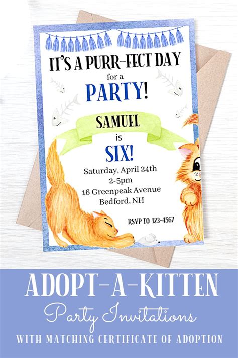 Editable Kitten Birthday Party Invitation Purr Fect Day Etsy Kitten Birthday Party Kitten