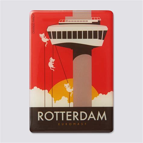 Epoxy Fridge Magnet Rotterdam Euromast Orange Panda