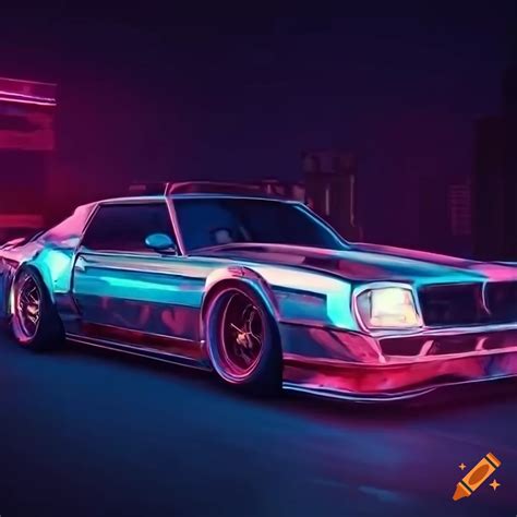 Neon Lit Vintage Sports Car In Cyberpunk Style On Craiyon