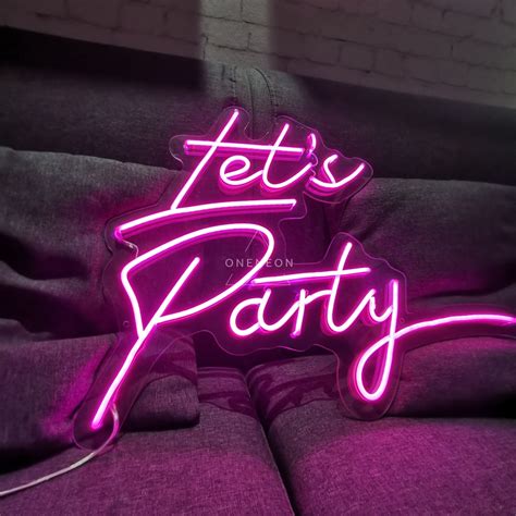 Custom Neon Sign Lets Party Neon Sign Bedroom Custom Neon Etsy