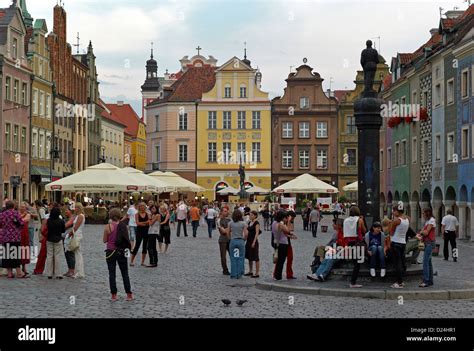 Poznan Poland Evening On The Old Market Square Stary Rynek Stock