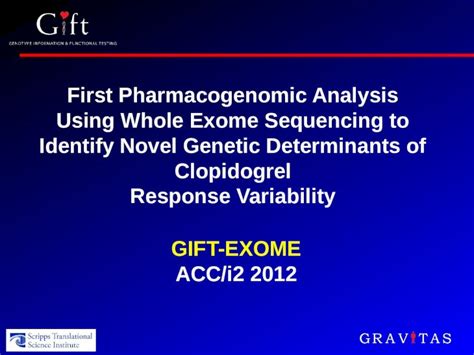 PPTX First Pharmacogenomic Analysis Using Whole Exome Sequencing To