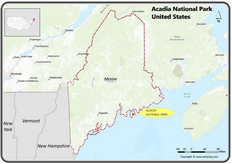 A Map Showing The Location Of Acada National Park In New Hampshire N H