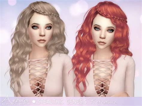 Sims 4 Hairs ~ Aveira Sims 4 Stealthic`s Genesis Hair Retextured