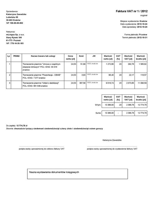 Faktura Proforma Wzor