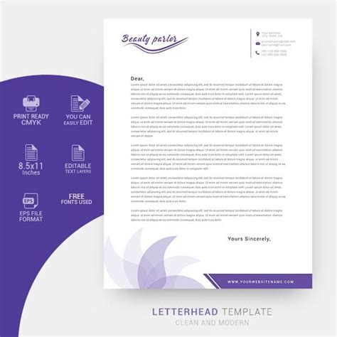 Beauty Parlor Letterhead Template In 2020 Free Letterhead Templates