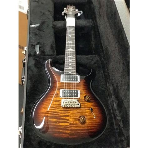 Prs Custom 24 W Pattern Thin Neck Black Gold Burst Inc Hard Case