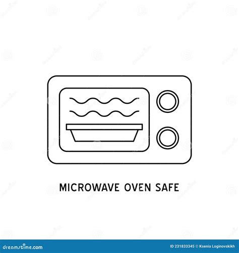 Wave Cooking Logo Microwave Oven Safe Vector Outline Icon Stock Vector