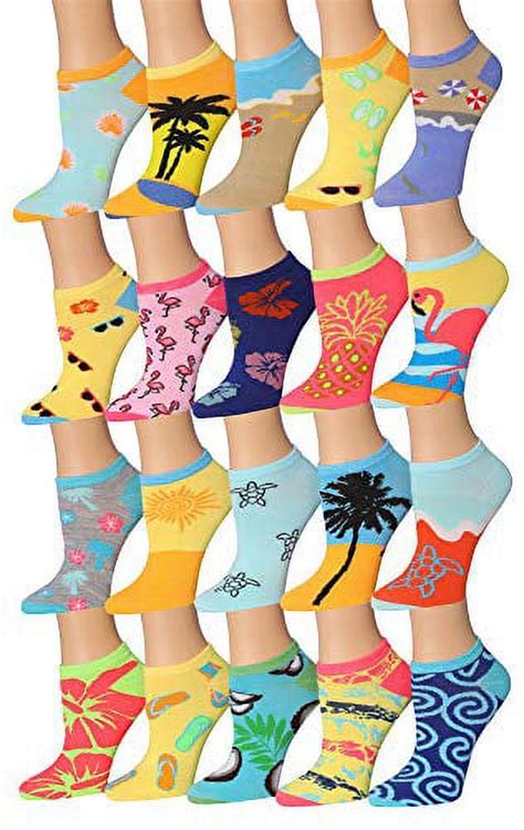 Tipi Toe Womens 20 Pairs Colorful Patterned Low Cutno Show Socks Ns192 Ab