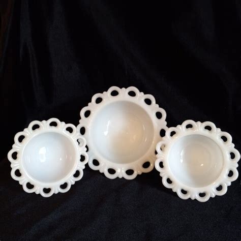 Milk Glass Lace Edge Etsy