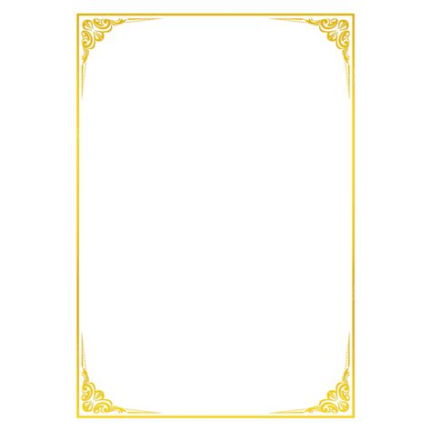 Canto Floral De Borda De Papel A4 Dourado Png Borda De Ouro