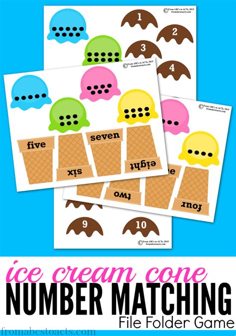 Preschool Math Games Ice Cream Cone Number Matching From Abcs To Acts