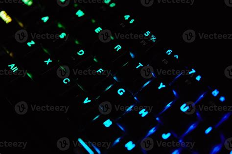 Gaming rgb keyboard on dark background 21792811 Stock Photo at Vecteezy