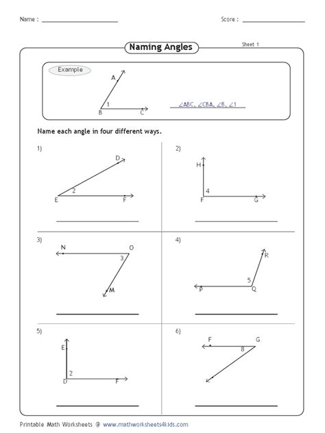 Angles Worksheet | PDF