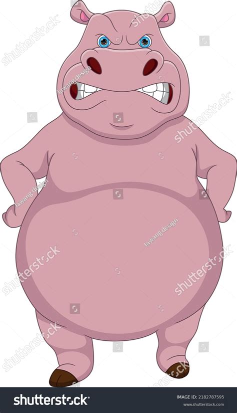 Angry Hippo Cartoon On White Background Stock Vector (Royalty Free ...