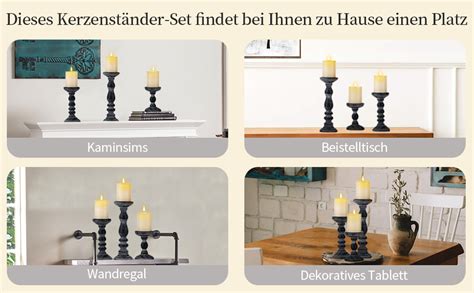 Amazon de Romadedi Kerzenhalter Stumpenkerzen Holz Kerzenständer 3er