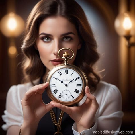 A Painting Of A Beautiful Woman Being Hypnotised Using A Pocket Watch