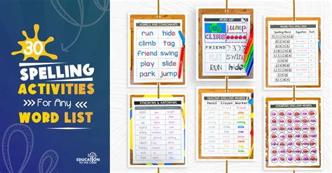 30 Spelling Activities For Any List Of Words Education To The Core