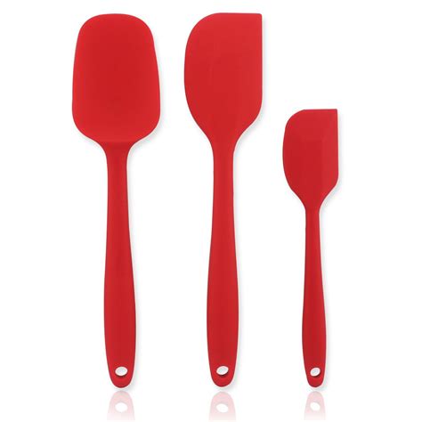 Piece Rubber Spatula Set With Comfortable Wide Handle Silicone Head