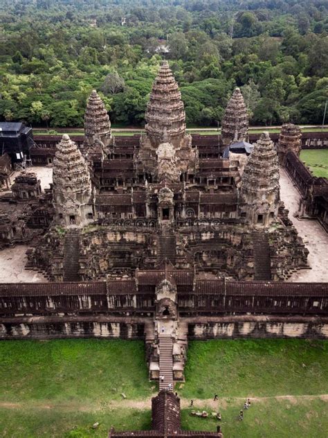 Angkor Wat Temple En Siem Reap Camboya Visión Aérea Foto de archivo