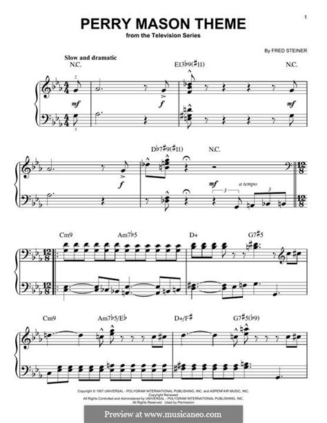 Perry Mason Theme by F. Steiner - sheet music on MusicaNeo