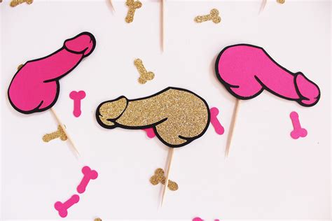 Penis Cupcake Toppers Bachelorette Party Cupcake Toppers Etsy