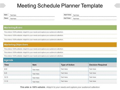 Meeting Schedule Planner Template Ppt Example File Presentation