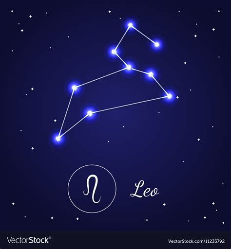 Leo zodiac sign stars on cosmic sky Royalty Free Vector