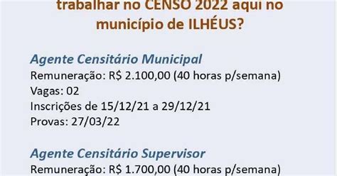 APOIO DA PREFEITURA IBGE LANÇA PROCESSO SELETIVO PARA O CENSO 2022