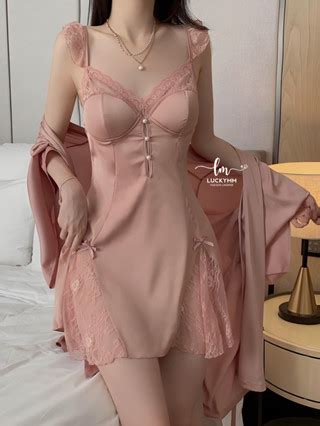 Jual Luckymm Sexy Lingerie Dress Babydoll Wanita Baju Tidur Dress Satin Cup Bra Sleepwear