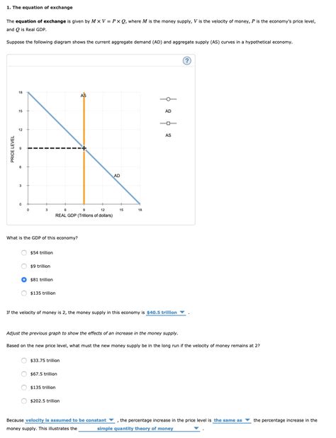 Solved 1. The equation of exchange The equation of exchange | Chegg.com