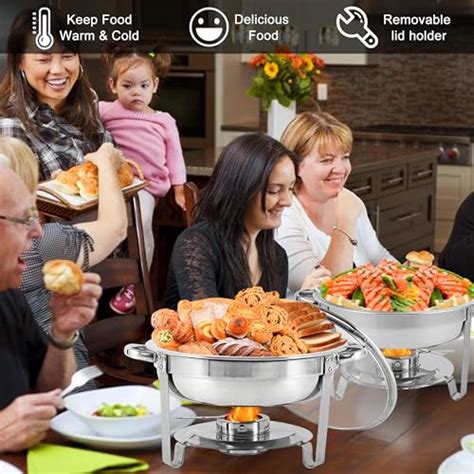 Horestkit Chafing Dish Buffet Set Stainless Steel Round Chafers And