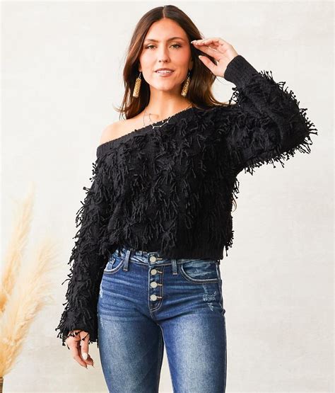 Willow And Root Shag Fringe Sweater Womens Sweaters In Black Buckle