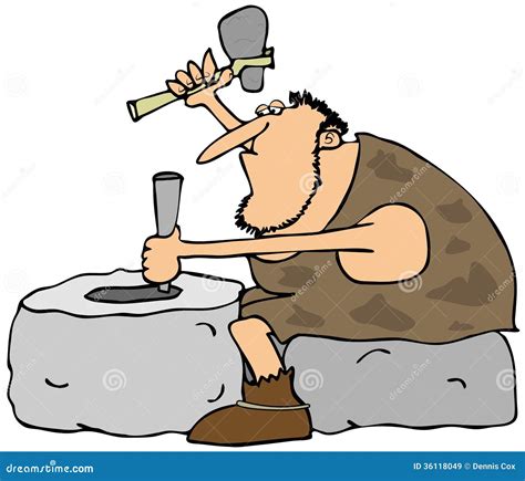 Caveman Carving A Wheel Royalty Free Stock Images - Image: 36118049