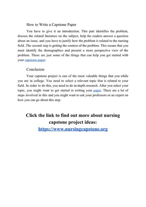 Nursing Capstone Project Examples And Ideas Pdf