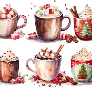Watercolor Hot Chocolate Clipart Watercolor Hot Cocoa PNG