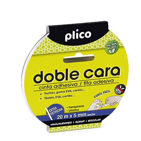 Cinta Adhesiva De Doble Cara 5 Mm X 20 M Plico Material De Oficina