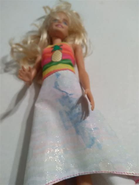 Barbie Crayola Rainbow Fruit Surprise Doll Pine Dress Color Change