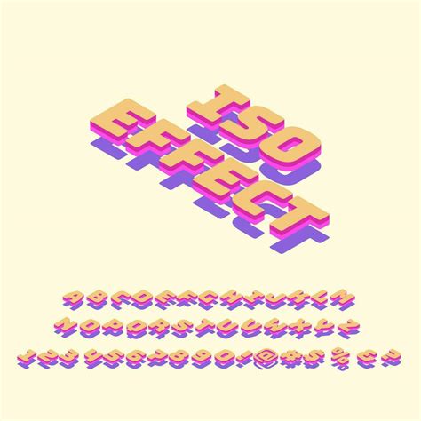 3d Isometric Font Text Letters For Alphabet In Bright Colors With