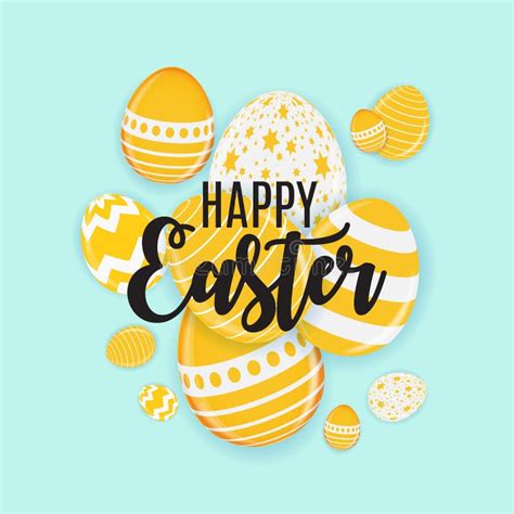 Happy Easter Cute Background With Eggs Vector Illustration Stock