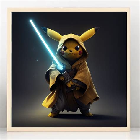 Jedi Pikachu STAR WARS Wall Art Digital Art Print For Etsy Hong Kong