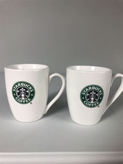 Set Of 2 Starbucks Coffee Mug Classic White 2007 Siren Mermaid Logo 10