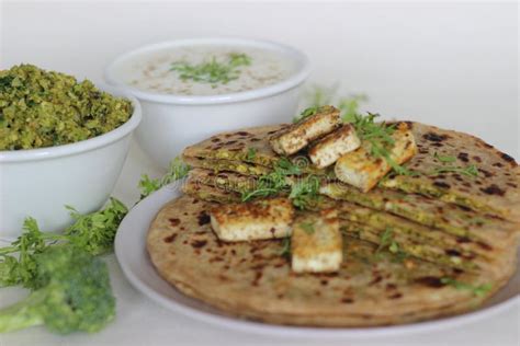 Broccoli Paneer Paratha Made With Whole Wheat Flour With A Filling Of