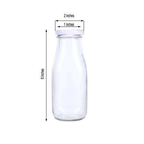 12 Pack 11 Oz Clear Glass Favor Milk Bottles With Lids