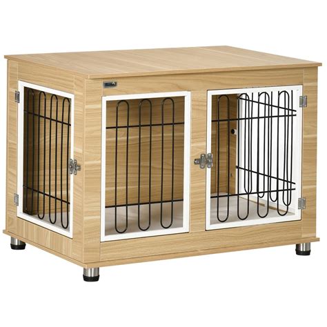 Cage Pour Chien Sur Pied Style Contemporain Avec Coussin Beige Pawhut