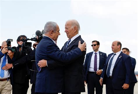 Biden Embraces Israels Prime Minister And President On His Arrival In Tel Aviv